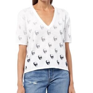 Skull Cashmere White Short Sleeve Knit Top